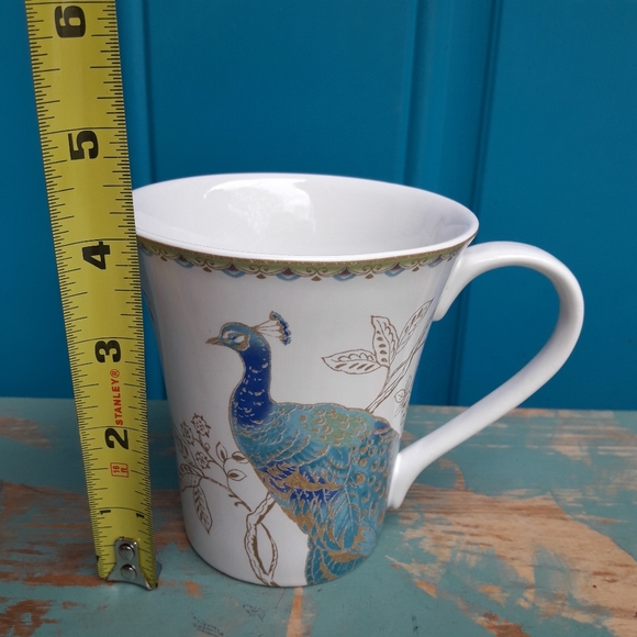 2 Peacock Mugs Coffee Cup Porcelain Teacup Bird Lover Gift Replacement - Picture 11 of 16